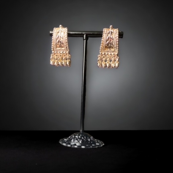 Women Oxidized Silver Color Indian Style Earrings - Picture 3 of 5